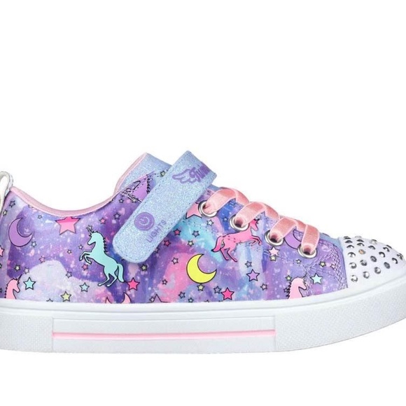 BRAND NEW girl youth skechers unicorn light up velcro shoes size 3Y (lights up) - Picture 2 of 8
